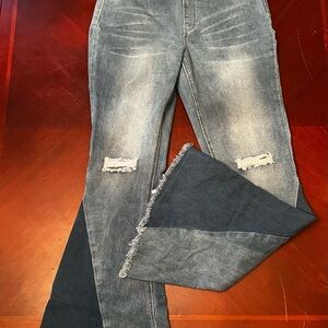 Women’s Washed Grey Distressed Jeans